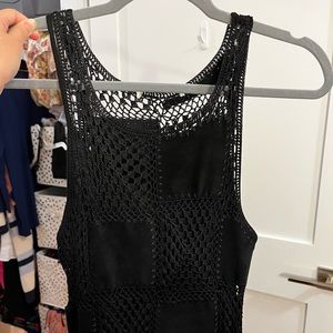 Black crochet/knit dress with attached slip. Size small
